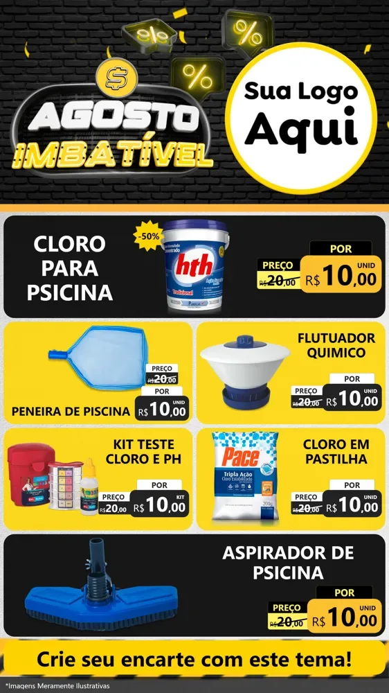 Modelo de TV para TV Vertical com o tema Agosto Imbatível para Produtos para Piscina