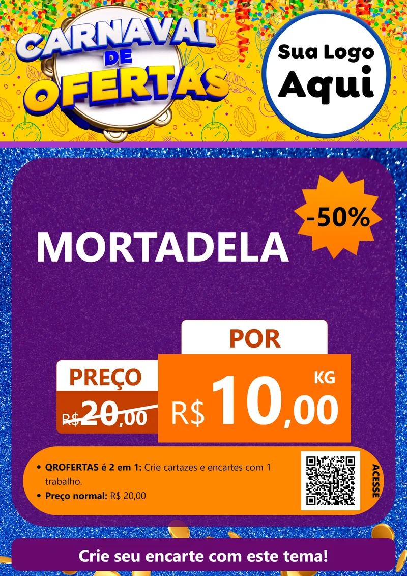 Modelo de Cartaz para Cartaz A4 Vertical com o tema Carnaval de Ofertas para Frios e Laticínios