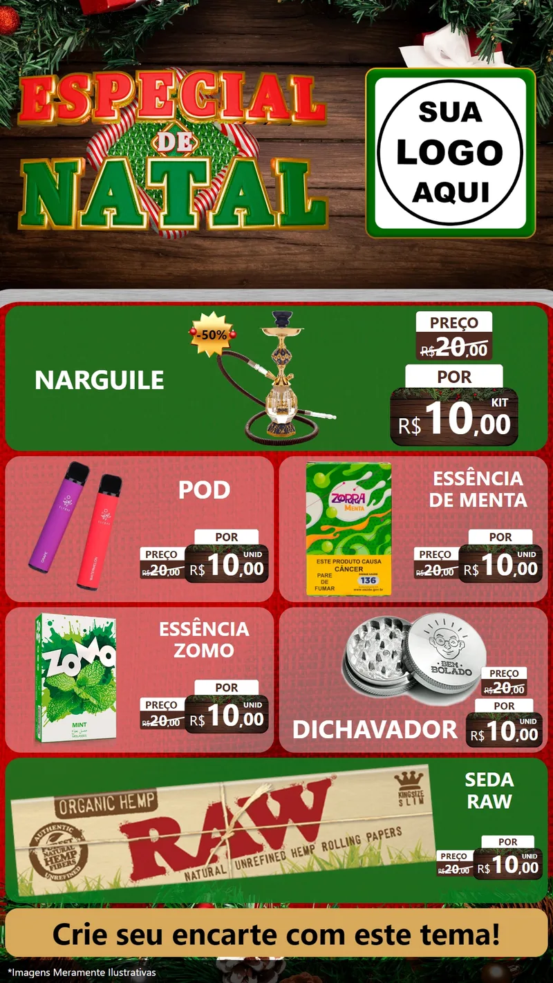 Modelo de TV para TV Vertical com o tema Especial de Natal para Tabacaria