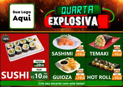 Modelo de Encarte para Encarte A4 Horizontal com o tema Quarta Explosiva para Comida japonesa