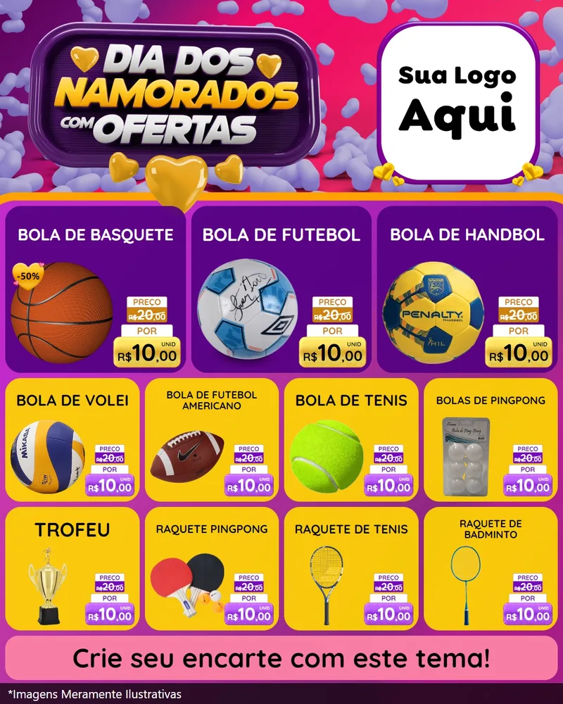 Modelo de Rede Social para Feed Instagram com o tema Dia Dos Namorados Com Ofertas para Artigos Esportivos