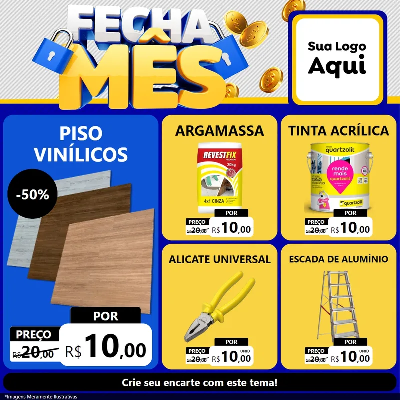 Modelo de Rede Social para Feed Facebook com o tema Fecha Mês para Material para Construção