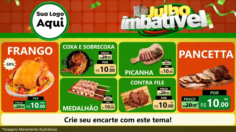 Modelo de TV para TV Horizontal com o tema Julho Imbatível para Assados