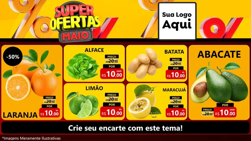 Modelo de TV para TV Horizontal com o tema Super Ofertas Maio para Hortifrúti