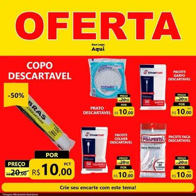 Modelo de Rede Social para Feed Facebook com o tema OFERTA - Vermelho Cartaz para Embalagens