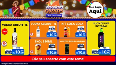Modelo de TV para TV Horizontal com o tema Descontos Quentes de Festa Junina para Distribuidora de bebidas