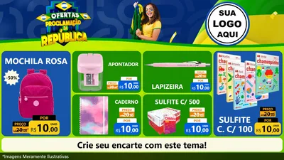 Modelo de TV para TV Horizontal com o tema Ofertas Proclamação da República para Papelaria