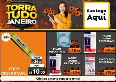 Modelo de Encarte para Encarte A4 Horizontal com o tema Torra Tudo Janeiro para Embalagens