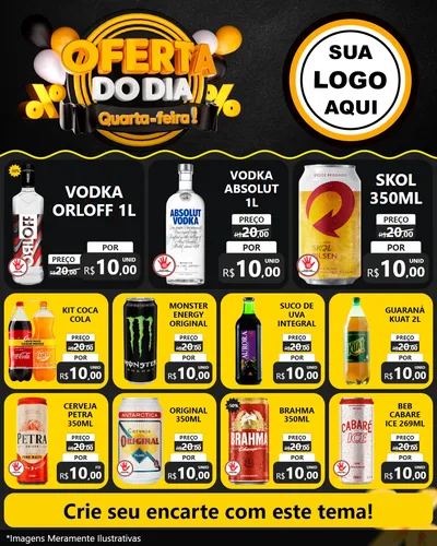 Modelo de Rede Social para Feed Instagram com o tema Oferta do Dia - Quarta Feira! para Distribuidora de bebidas