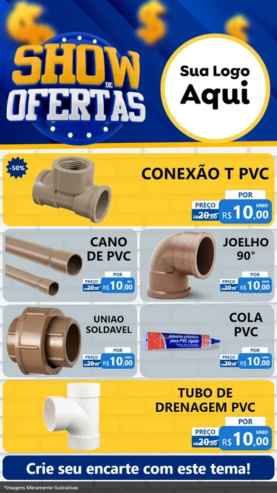 Modelo de TV para TV Vertical com o tema Show de Ofertas para Tubos e conexões