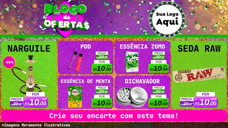 Modelo de TV para TV Horizontal com o tema Bloco de Ofertas para Tabacaria