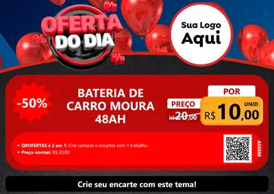 Modelo de Cartaz para Cartaz A4 Horizontal com o tema Oferta do Dia para Baterias Elétricas