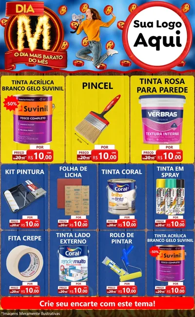 Modelo de Encarte para Encarte Grande com o tema Dia M - O Dia Mais Barato Do Mês para Tintas e Ferramentas