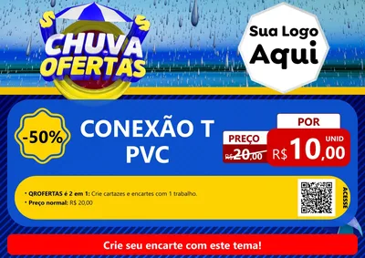 Modelo de Cartaz para Cartaz A4 Horizontal com o tema Chuva de Ofertas para Tubos e conexões