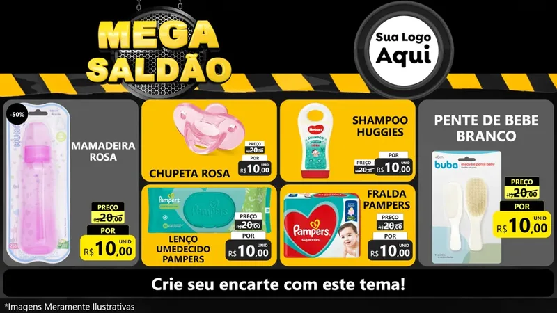 Modelo de TV para TV Horizontal com o tema Mega Saldão para Bebês