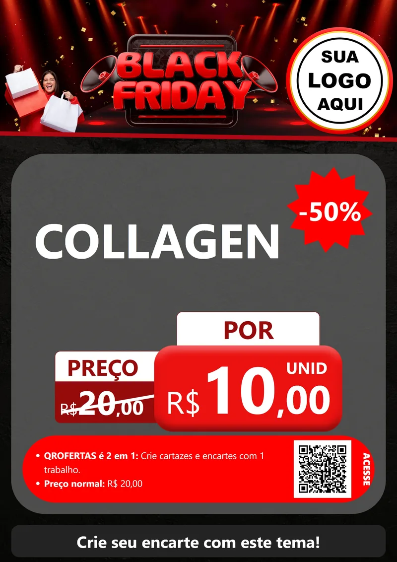 Modelo de Cartaz para Cartaz A4 Vertical com o tema Black Friday para Suplementos alimentares