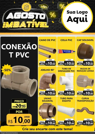 Modelo de Encarte para Encarte A4 Vertical com o tema Agosto Imbatível para Tubos e conexões