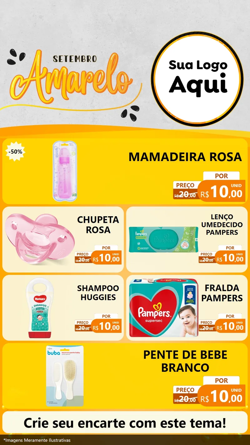 Modelo de TV para TV Vertical com o tema Setembro Amarelo para Bebês