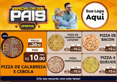 Modelo de Encarte para Encarte A4 Horizontal com o tema Especial Dia dos Pais para Pizzaria