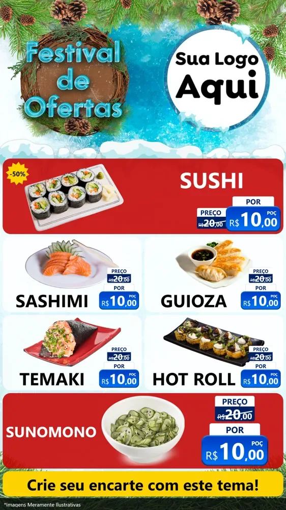 Modelo de TV para TV Vertical com o tema Festival de Ofertas - Inverno para Comida japonesa