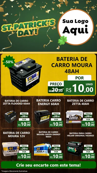 Modelo de Rede Social para Stories com o tema St Patriks Day para Baterias Elétricas