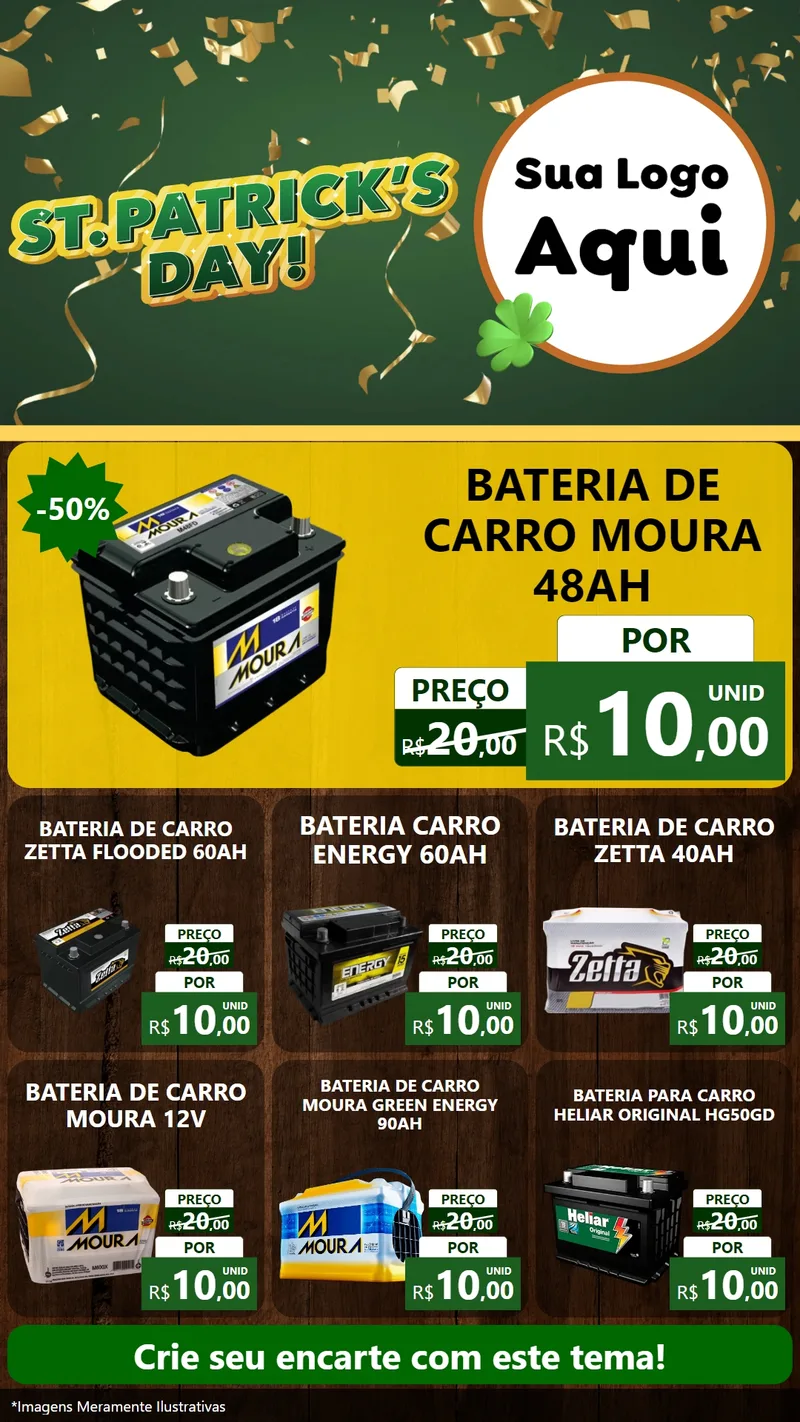Modelo de Rede Social para Stories com o tema St Patriks Day para Baterias Elétricas