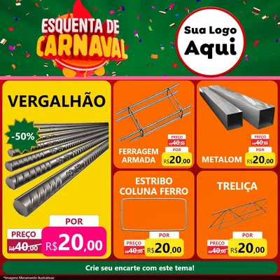 Modelo de Rede Social para Feed Facebook com o tema Esquenta de Carnaval para Ferragens