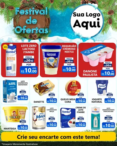 Modelo de Rede Social para Feed Instagram com o tema Festival de Ofertas - Inverno para Frios e Laticínios