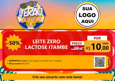 Modelo de Cartaz para Cartaz A4 Horizontal com o tema Verão de Ofertas para Frios e Laticínios