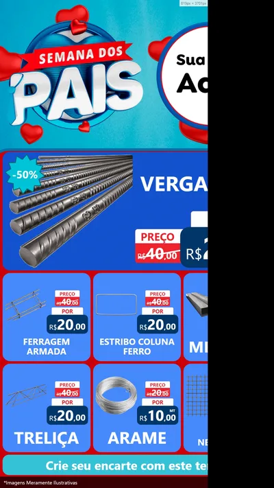 Modelo de Rede Social para Stories com o tema Semana Dos Pais para Ferragens