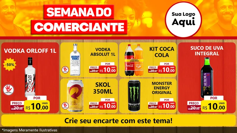 Modelo de TV para TV Horizontal com o tema Semana do Comerciante para Distribuidora de bebidas