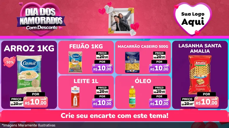 Modelo de TV para TV Horizontal com o tema Dia Dos Namorados Com Desconto para Supermercado