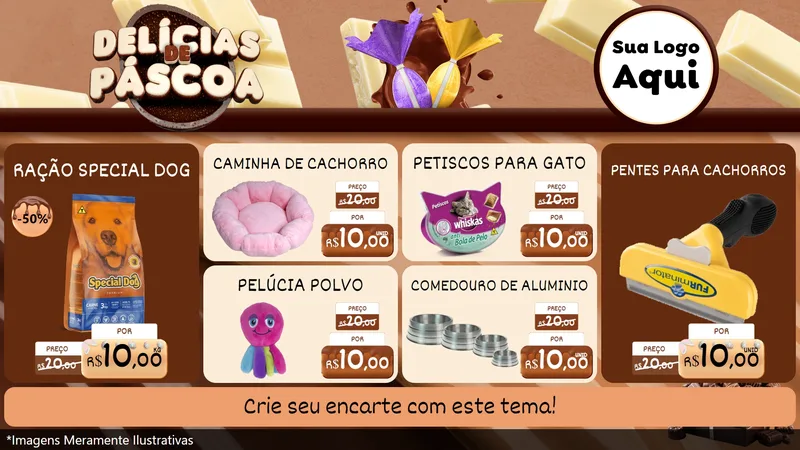Modelo de TV para TV Horizontal com o tema Delícias de Páscoa para Pet Shop