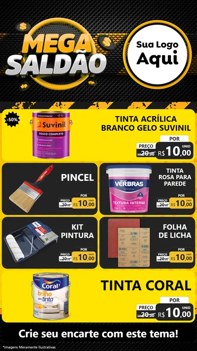Modelo de TV para TV Vertical com o tema Mega Saldão para Tintas e Ferramentas