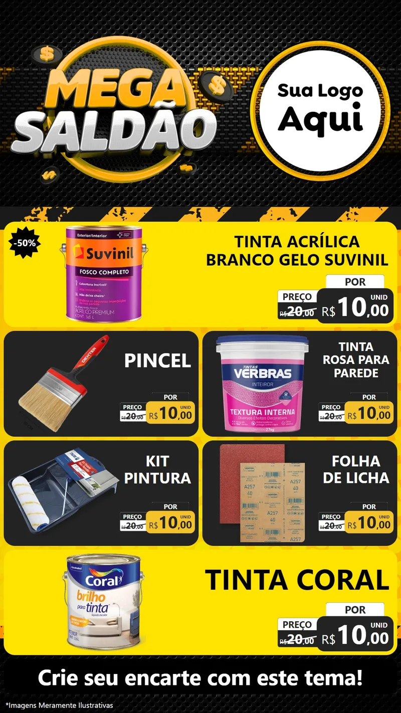 Modelo de TV para TV Vertical com o tema Mega Saldão para Tintas e Ferramentas