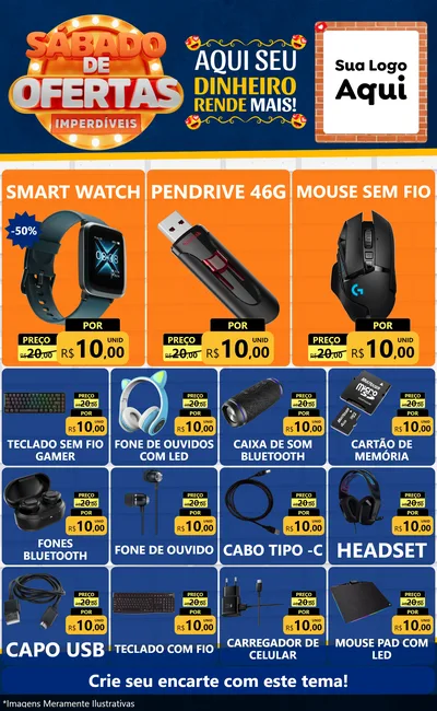 Modelo de Encarte para Encarte Grande com o tema Sábado de Ofertas Imperdíveis para Informática