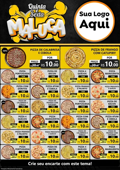 Modelo de Encarte para Encarte A4 Vertical com o tema Quinta e Sexta Maluca para Pizzaria