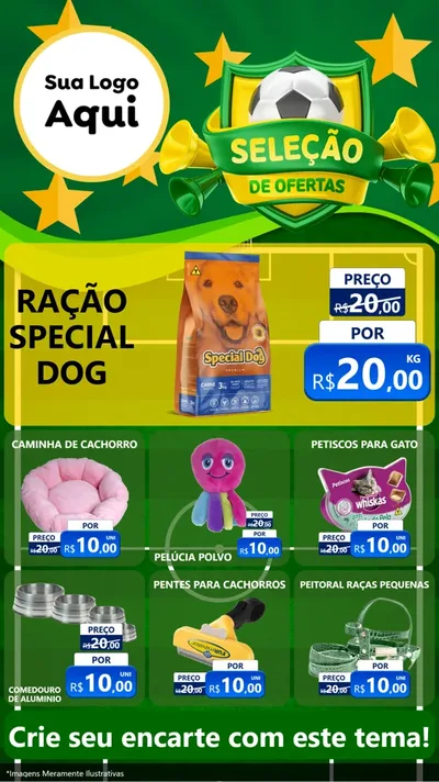 Modelo de Rede Social para Stories com o tema Seleção de Ofertas - Copa para Pet Shop