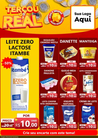 Modelo de Encarte para Encarte A4 Vertical com o tema Terçou do Real para Frios e Laticínios