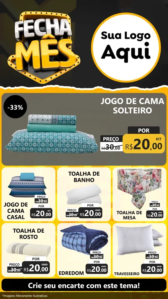 Modelo de Rede Social para Stories com o tema Fecha Mês para Cama, Mesa e Banho