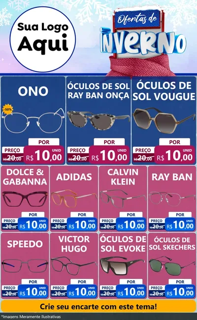 Modelo de Encarte para Encarte Grande com o tema Ofertas de Inverno para Óticas