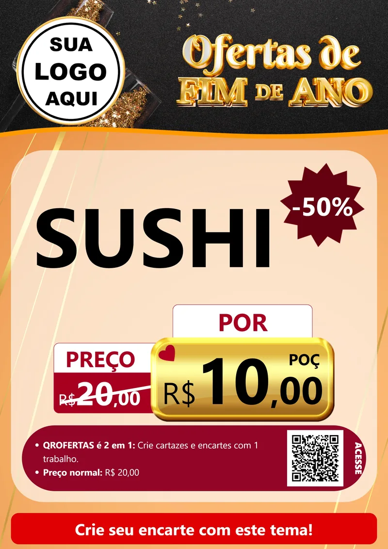 Modelo de Cartaz para Cartaz A4 Vertical com o tema Ofertas de Fim de Ano para Comida japonesa