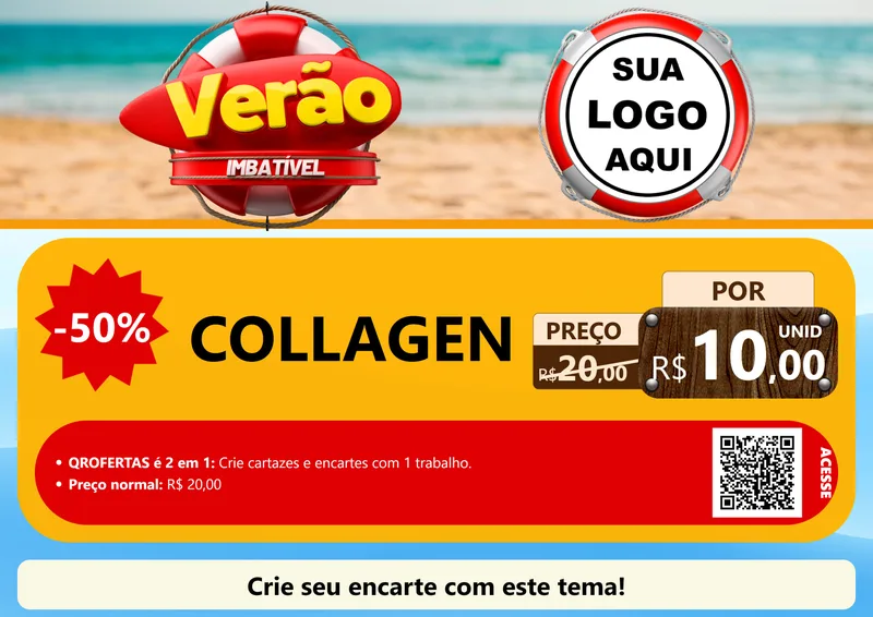 Modelo de Cartaz para Cartaz A4 Horizontal com o tema Verão Imbatível para Suplementos alimentares