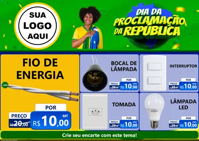 Modelo de Encarte para Encarte A4 Horizontal com o tema Dia Da Proclamação Da República para Materiais Elétricos
