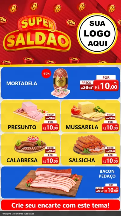 Modelo de TV para TV Vertical com o tema Super Saldão para Frios e Laticínios