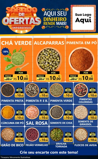 Modelo de Encarte para Encarte Grande com o tema Sábado de Ofertas Imperdíveis para Produtos Naturais