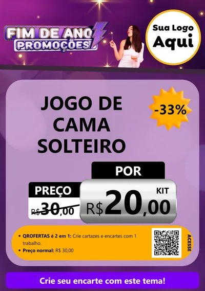 Modelo de Cartaz para Cartaz A4 Vertical com o tema Fim de Ano Promoções para Cama, Mesa e Banho