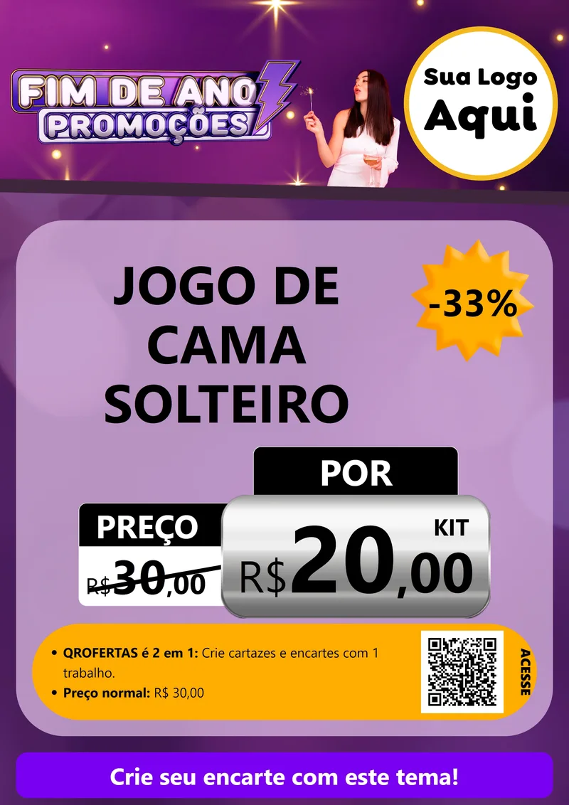 Modelo de Cartaz para Cartaz A4 Vertical com o tema Fim de Ano Promoções para Cama, Mesa e Banho