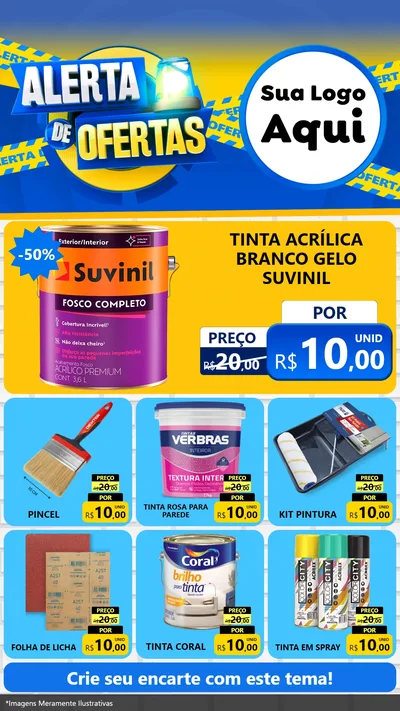 Modelo de Rede Social para Stories com o tema Alerta de Ofertas para Tintas e Ferramentas