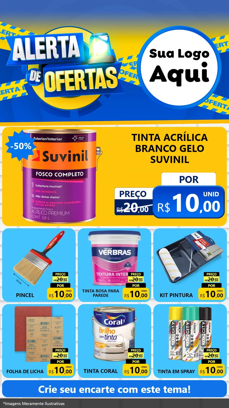 Modelo de Rede Social para Stories com o tema Alerta de Ofertas para Tintas e Ferramentas